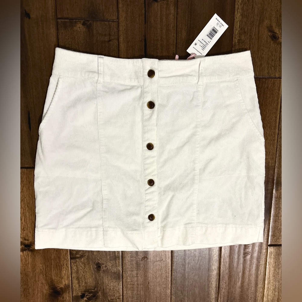 Vineyard Vines White Corduroy Button-Down Mini Skirt